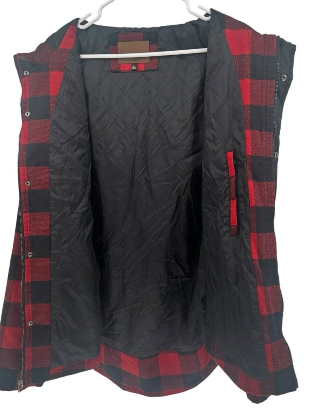 Mens Civil Society Size L Red And Black checkered warm Flannel Jacket - Picture 6 of 13